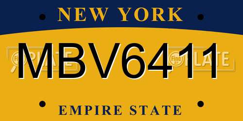 MBV6411 New York License Plate