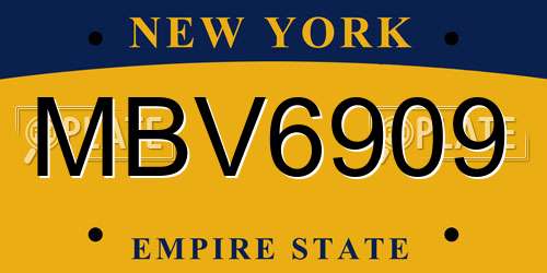 MBV6909 New York License Plate