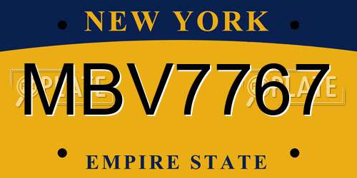 MBV7767 New York License Plate