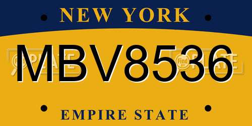 MBV8536 New York License Plate