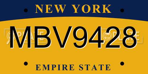 MBV9428 New York License Plate