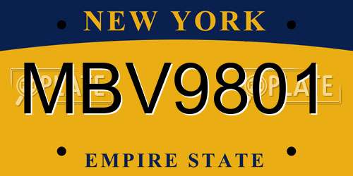 MBV9801 New York License Plate