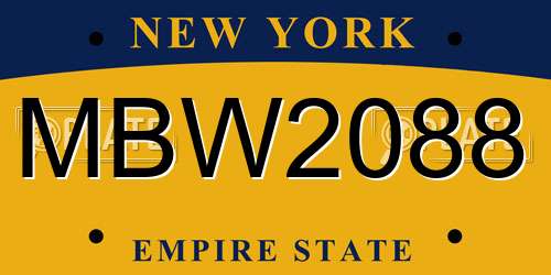 MBW2088 New York License Plate