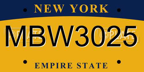MBW3025 New York License Plate
