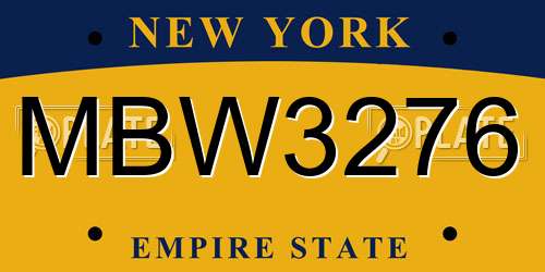 MBW3276 New York License Plate