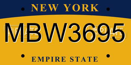 MBW3695 New York License Plate