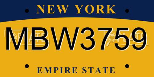 MBW3759 New York License Plate