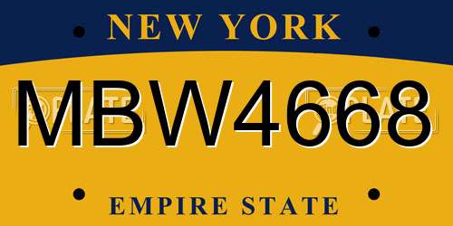 MBW4668 New York License Plate