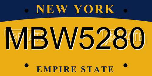 MBW5280 New York License Plate