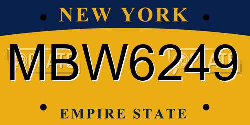 MBW6249 New York License Plate