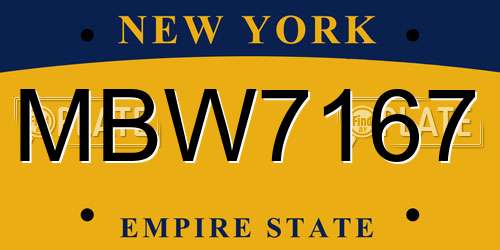 MBW7167 New York License Plate