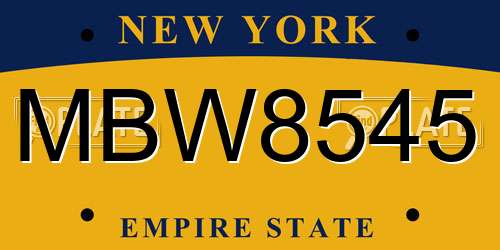 MBW8545 New York License Plate