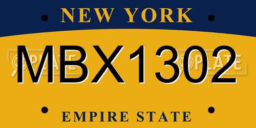 MBX1302 New York License Plate