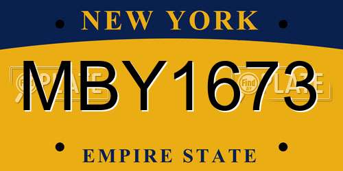 MBY1673 New York License Plate