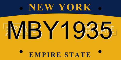 MBY1935 New York License Plate
