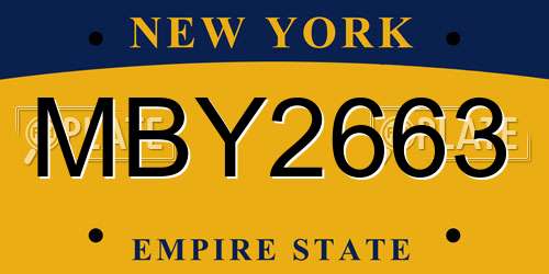 MBY2663 New York License Plate
