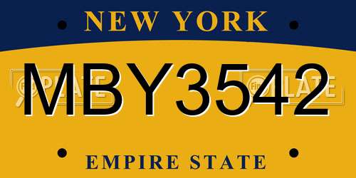 MBY3542 New York License Plate