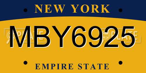 MBY6925 New York License Plate