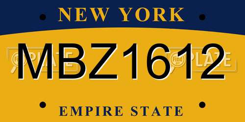 MBZ1612 New York License Plate