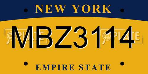 MBZ3114 New York License Plate