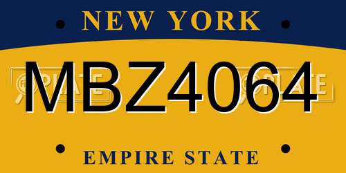 MBZ4064 New York License Plate