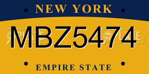 MBZ5474 New York License Plate