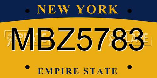 MBZ5783 New York License Plate