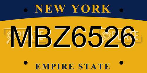 MBZ6526 New York License Plate