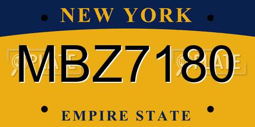 MBZ7180 New York License Plate