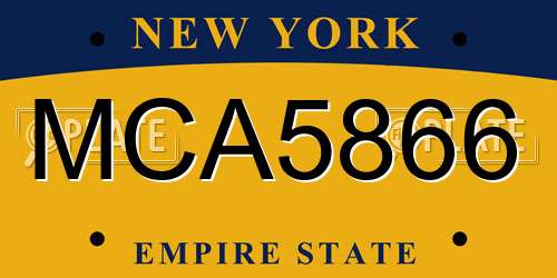 MCA5866 New York License Plate