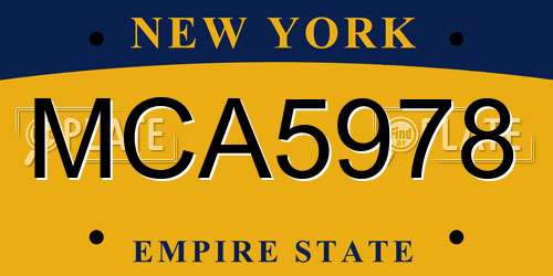 MCA5978 New York License Plate