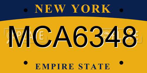 MCA6348 New York License Plate