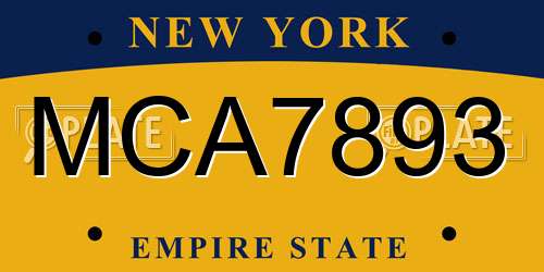 MCA7893 New York License Plate