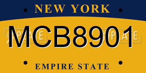 MCB8901 New York License Plate