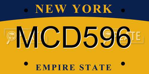 MCD596 New York License Plate