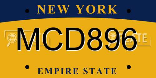 MCD896 New York License Plate