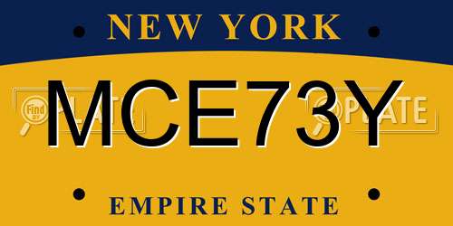 MCE73Y New York License Plate