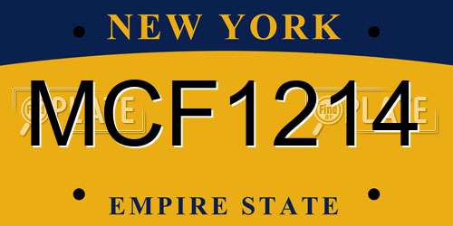 MCF1214 New York License Plate