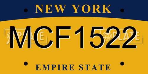MCF1522 New York License Plate