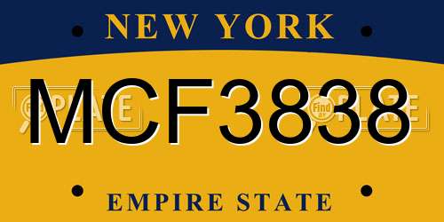 MCF3838 New York License Plate