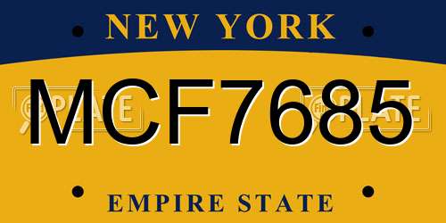 MCF7685 New York License Plate