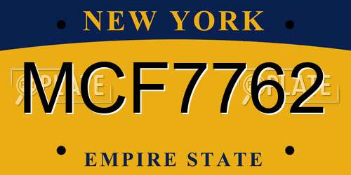 MCF7762 New York License Plate