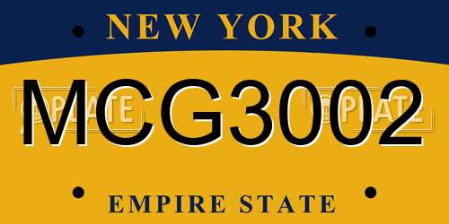 MCG3002 New York License Plate