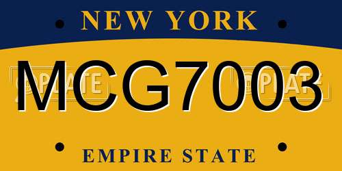 MCG7003 New York License Plate