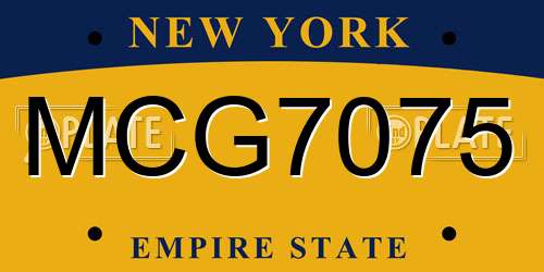 MCG7075 New York License Plate