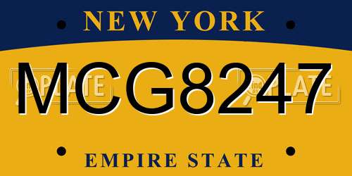 MCG8247 New York License Plate