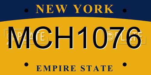 MCH1076 New York License Plate