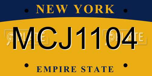 MCJ1104 New York License Plate