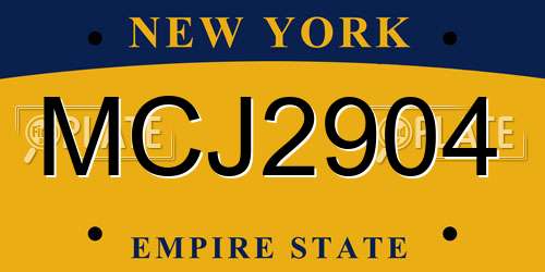 MCJ2904 New York License Plate