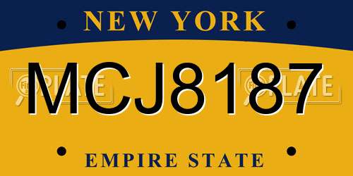 MCJ8187 New York License Plate